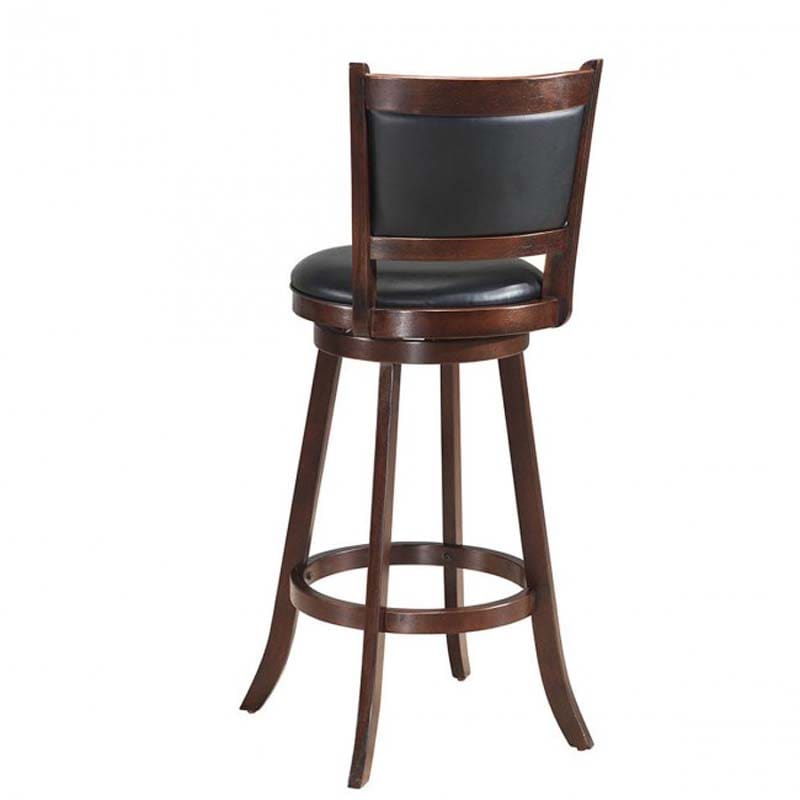 29" Wood Swivel Bar Stools Set of 2 with Back, PVC Leather Cushion Seat, Upholstered Bar Height Dining Chairs for Kitchen Island Living Room