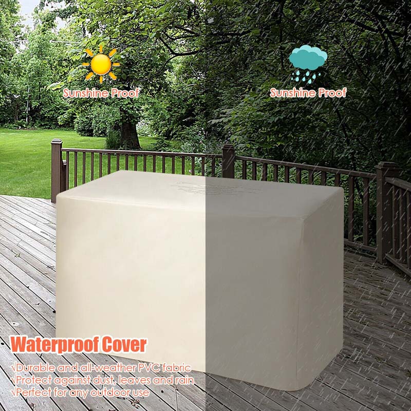 60000 BTU Outdoor Propane Fire Pit Table 42" Rectangular Gas Fire Table with Lava Rock Waterproof Cover