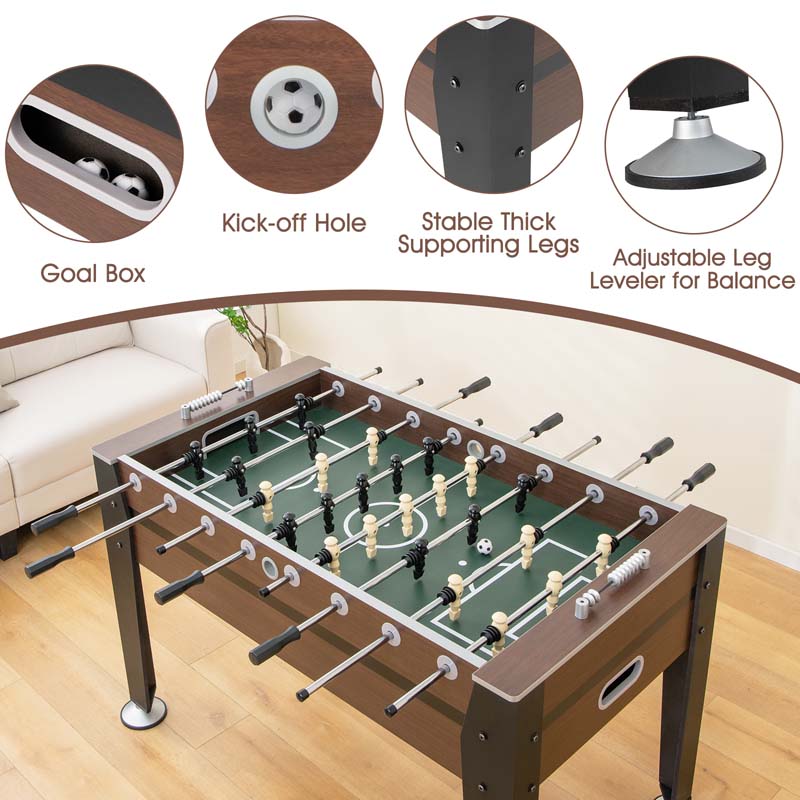 54" Competition Sized Foosball Table for Adults & Kids, Solid Wood Soccer Game Table with 2 Balls for Game Room, Office & Family Entertainment