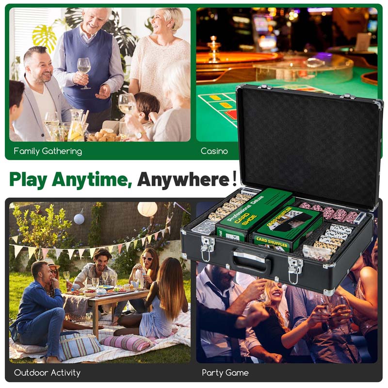 600PCS Poker Chip Set, 14 Gram Clay Poker Chips with Carrying Case & Automatic Card Shuffler for Texas Holdem, Blackjack, Casino, Card Games