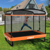 6 FT Kids Trampoline with Swing & Enclosure Safety Net, ASTM Approved Toddler Rectangle Trampoline for 3-8 Year Old