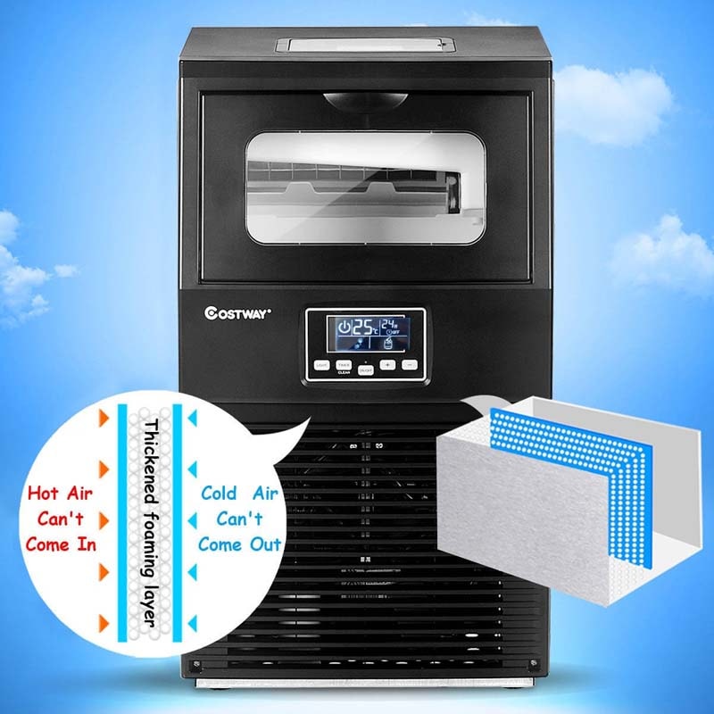 88LBS/24H Freestanding Commercial Ice Maker Portable Auto-Clean Ice Machine with Scoop