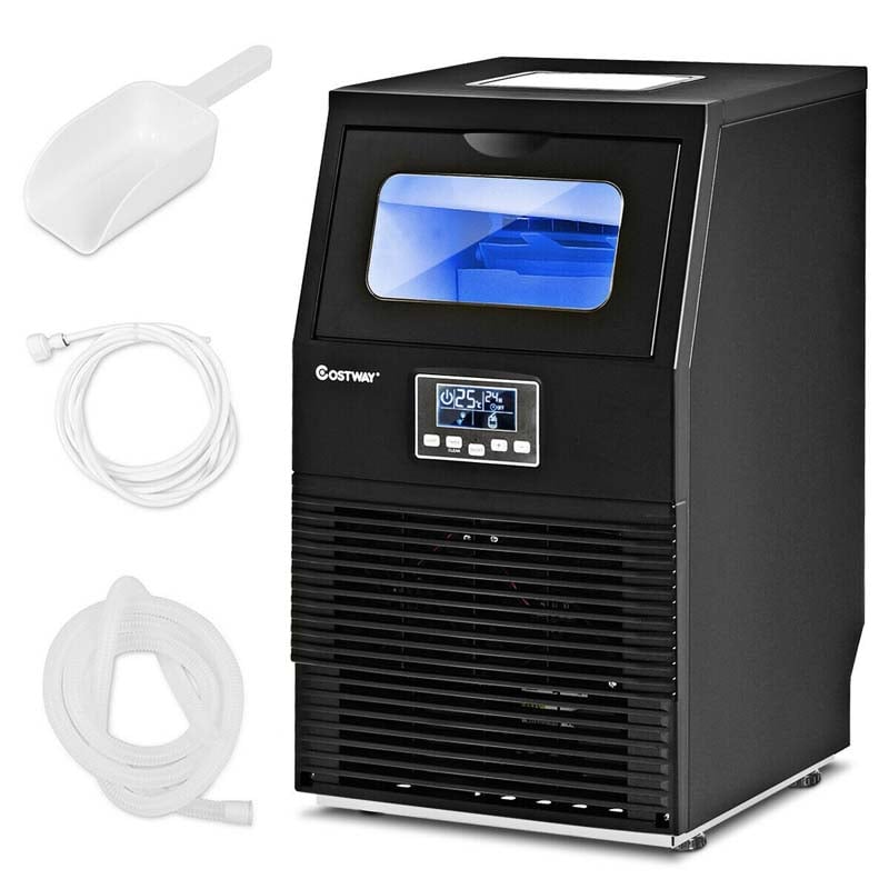88LBS/24H Freestanding Commercial Ice Maker Portable Auto-Clean Ice Machine with Scoop