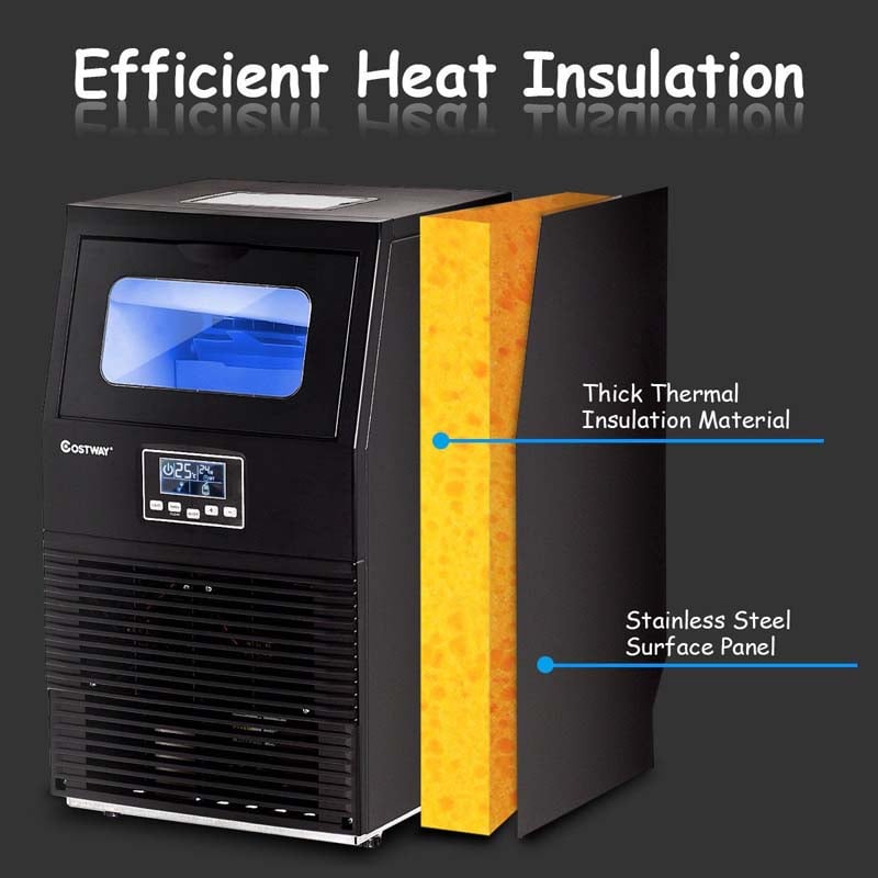 88LBS/24H Freestanding Commercial Ice Maker Portable Auto-Clean Ice Machine with Scoop