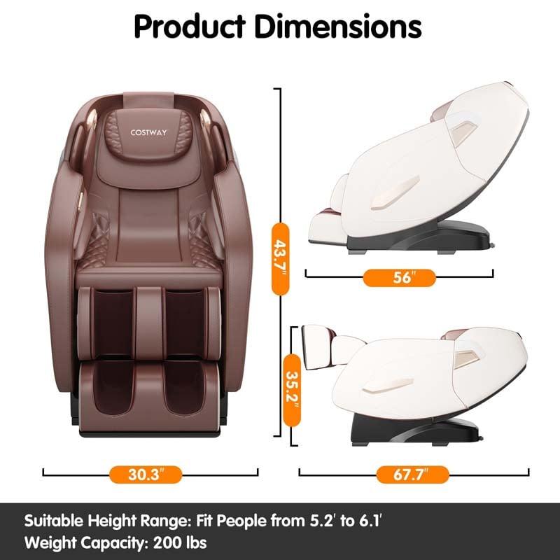 Full Body Shiatsu Massage Chair, SL Track Zero Gravity Massage Recliner with Auto Body Detector