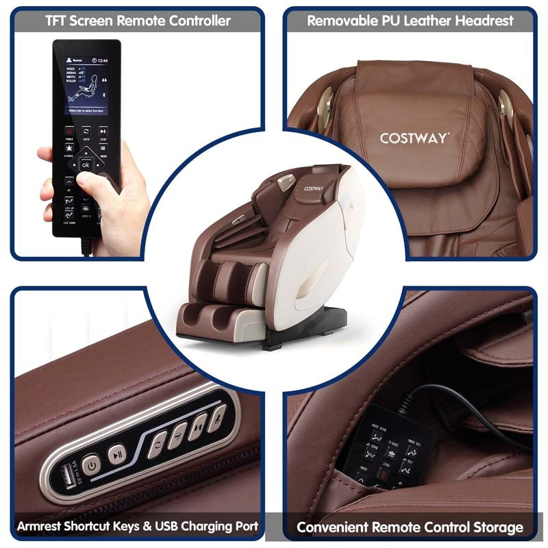 Full Body Shiatsu Massage Chair, SL Track Zero Gravity Massage Recliner with Auto Body Detector
