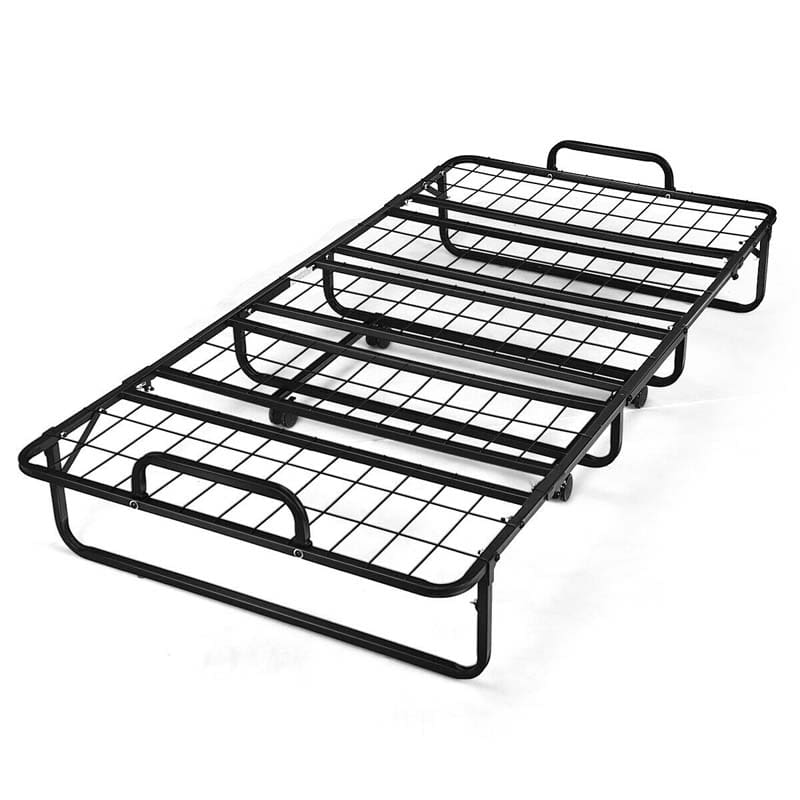 Portable Folding Bed with Mattress for Adults, Twin Rollaway Bed with 4" Memory Foam Mattress & Wheels, 75" x 38" Foldable Guest Bed