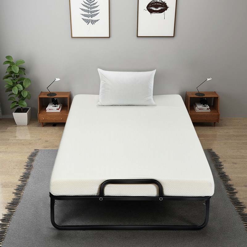 Portable Folding Bed with Mattress for Adults, Twin Rollaway Bed with 4" Memory Foam Mattress & Wheels, 75" x 38" Foldable Guest Bed