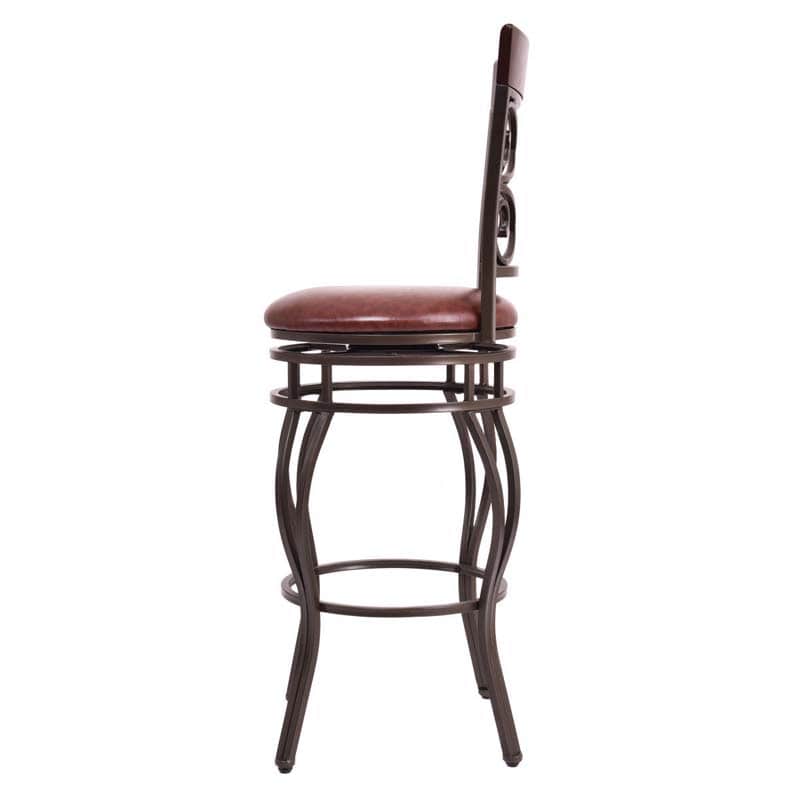 2-Pack 30" Counter Height Bar Stools 360 Degree Swivel Vintage Dining Chairs with Leather Padded Seat