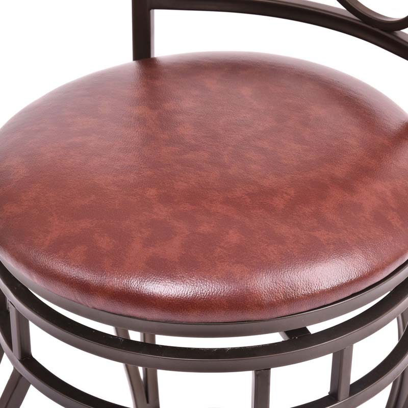 2-Pack 30" Counter Height Bar Stools 360 Degree Swivel Vintage Dining Chairs with Leather Padded Seat