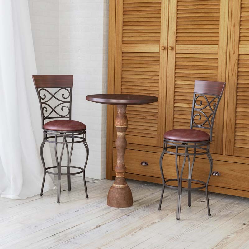 2-Pack 30" Counter Height Bar Stools 360 Degree Swivel Vintage Dining Chairs with Leather Padded Seat