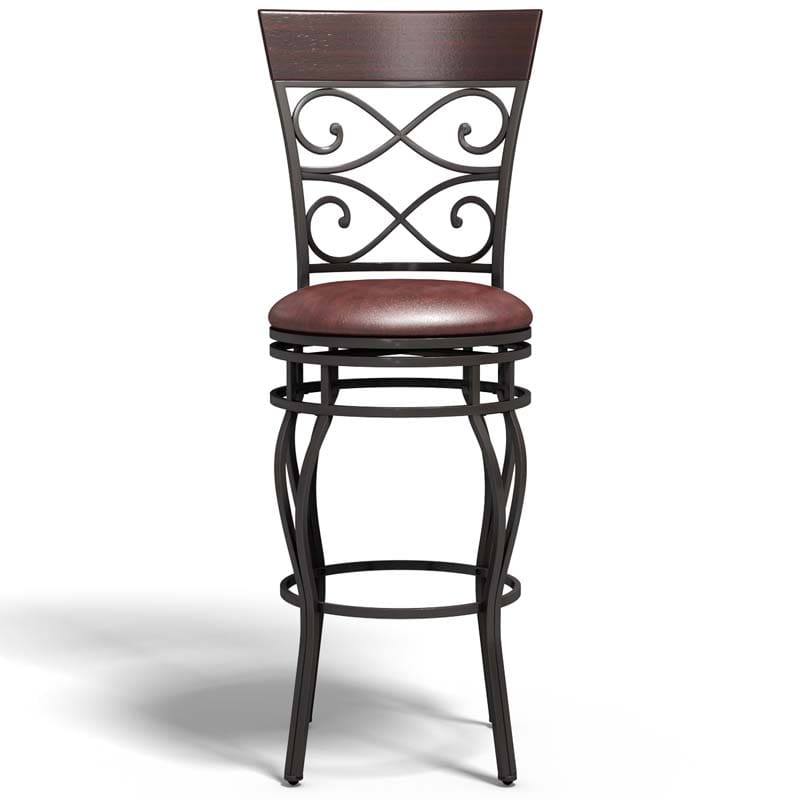 2-Pack 30" Counter Height Bar Stools 360 Degree Swivel Vintage Dining Chairs with Leather Padded Seat
