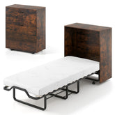 Cot Size Murphy Bed Cabinet with Mattress, 74"x31" Fold-Down Bed with Storage, Lockable Wheels & Metal Frame for Adults, Guests