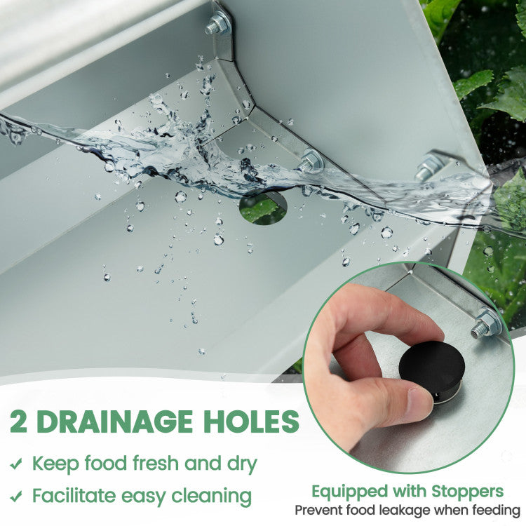 Metal Chicken Feeder Chicken Feeding Trough with Drainage Holes