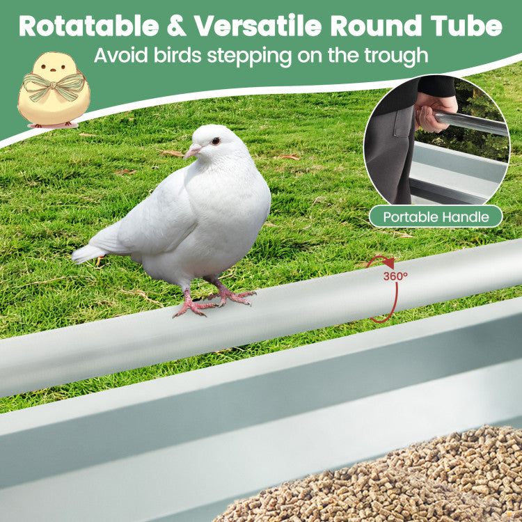 Metal Chicken Feeder Chicken Feeding Trough with Drainage Holes