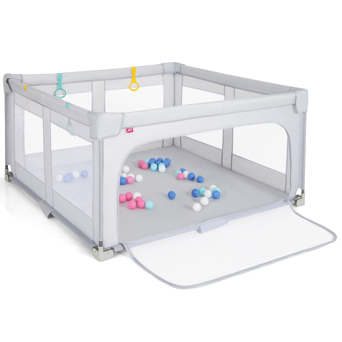 150 x 150 cm Large Baby Playpen with Zipper Gate & 50 Ocean Balls
