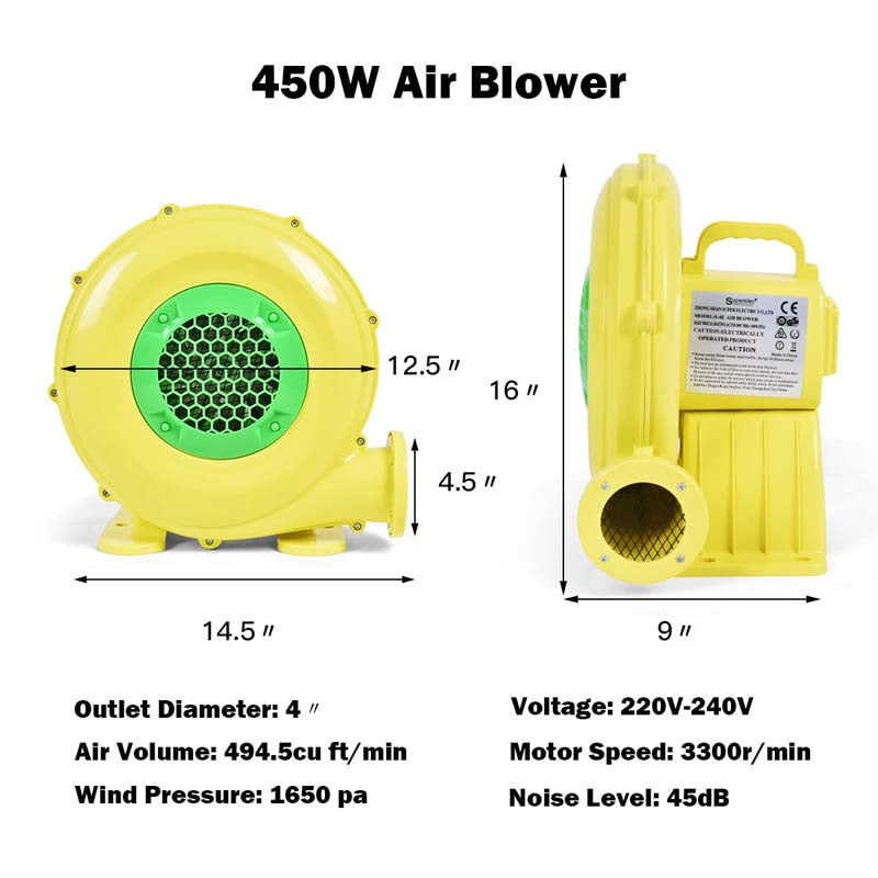 450W/680W/750W Electric Air Fan Blower Pump Inflatable Bouncer Blower
