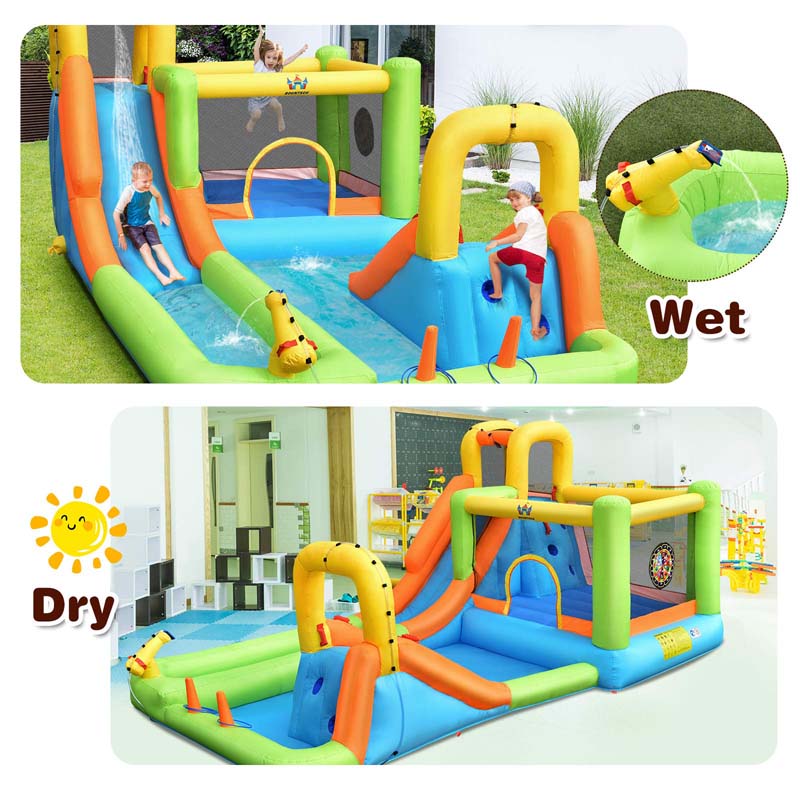 8-in-1 Inflatable Jumping Castle Water Slide Bounce House Without Blower