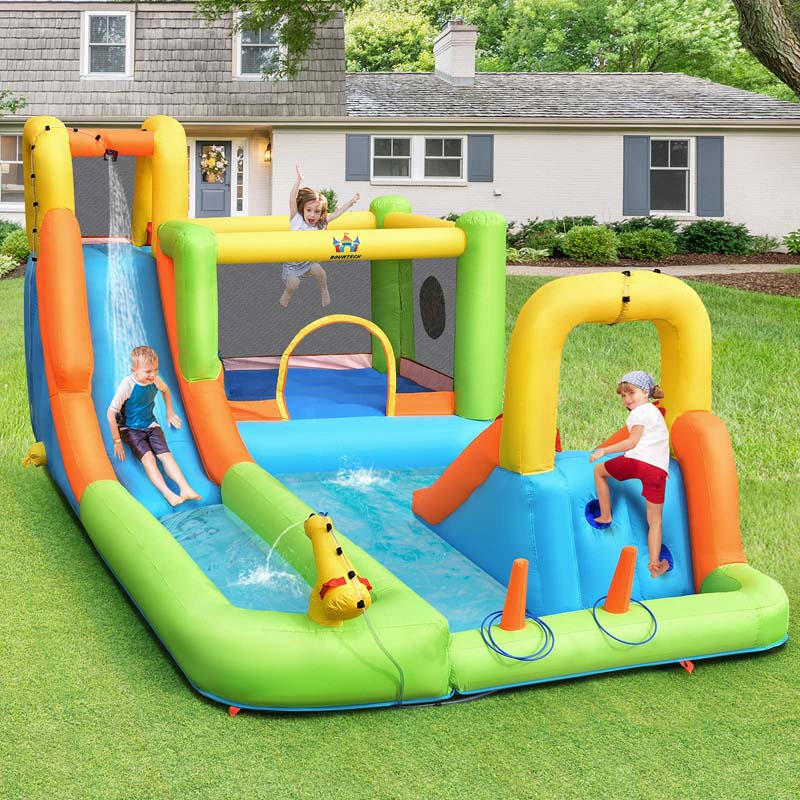 8-in-1 Inflatable Jumping Castle Water Slide Bounce House Without Blower