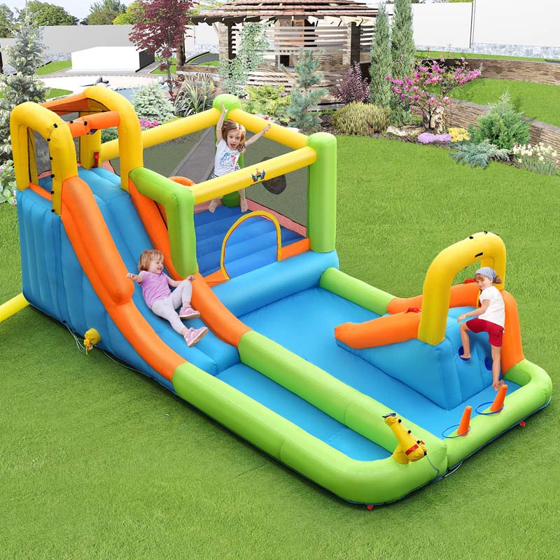 8-in-1 Inflatable Jumping Castle Water Slide Bounce House Without Blower