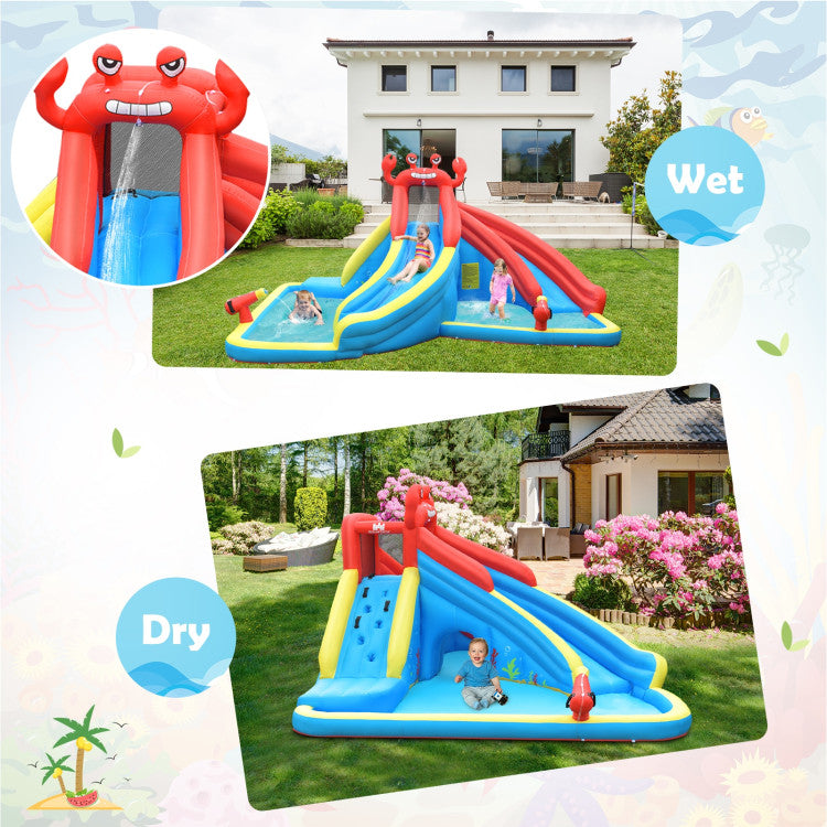 Kids Inflatable Water Slide Crab Dual Slide Bounce House without Blower