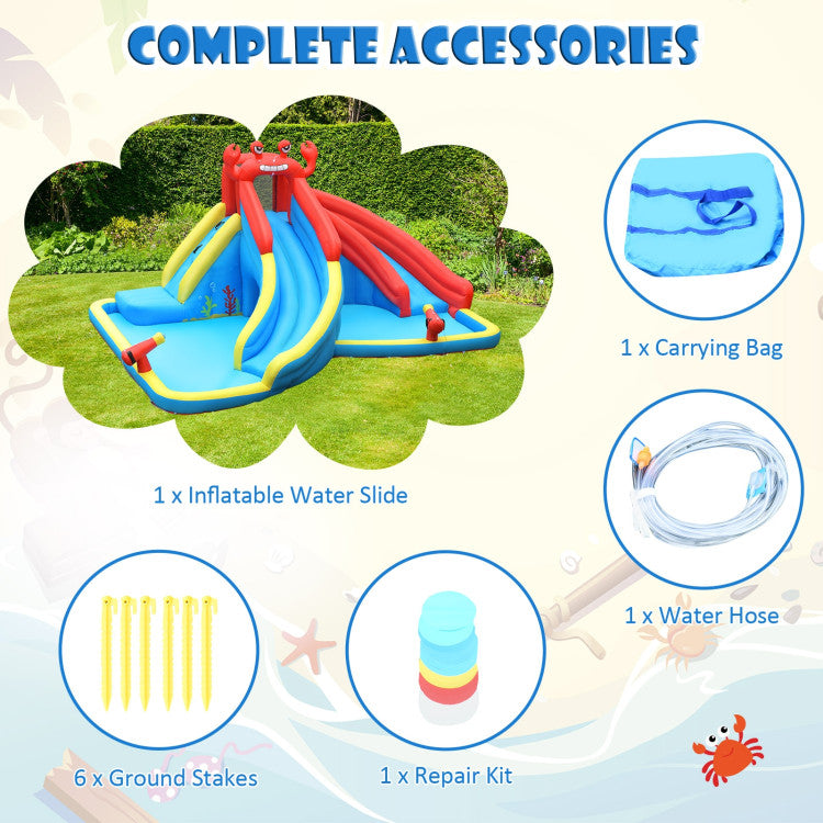 Kids Inflatable Water Slide Crab Dual Slide Bounce House without Blower