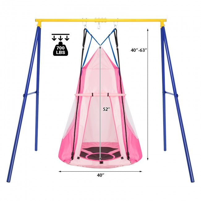2-in-1 40 Inch Kids Hanging Chair Detachable Swing Tent