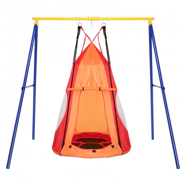 2-in-1 40 Inch Kids Hanging Chair Detachable Swing Tent