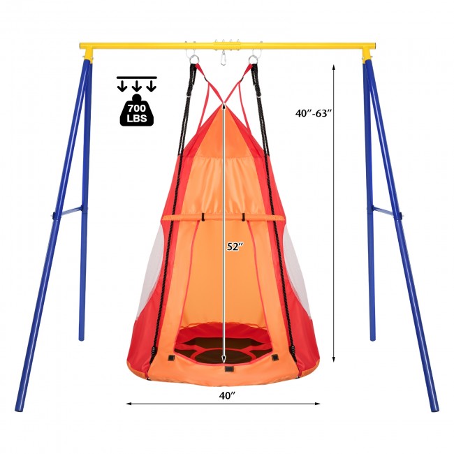 2-in-1 40 Inch Kids Hanging Chair Detachable Swing Tent
