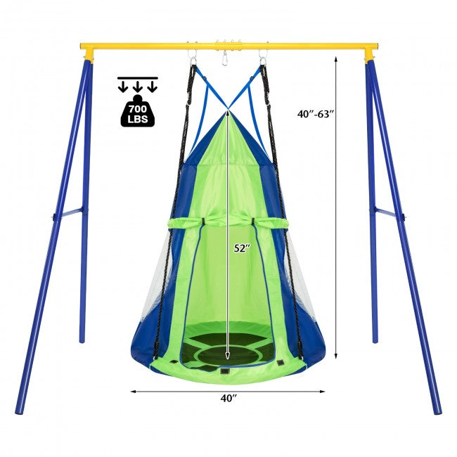 2-in-1 40 Inch Kids Hanging Chair Detachable Swing Tent
