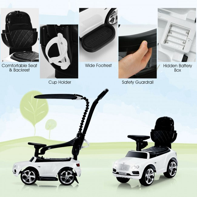 Licensed Bentley Kids Push Car With Removable Canopy