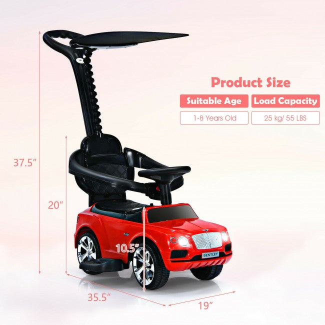 Licensed Bentley Kids Push Car With Removable Canopy