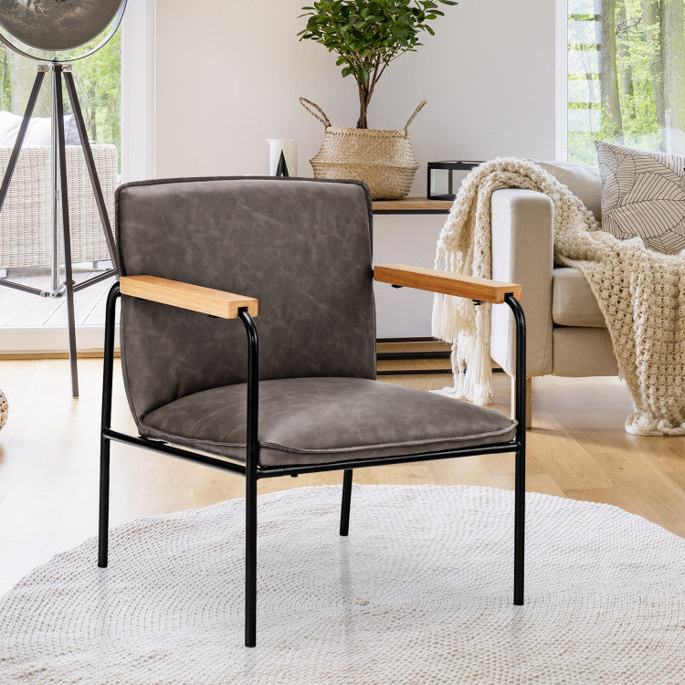 Modern PU Leather Accent Chair Ergonomic Armchair Reading Lounge Chair with Padded Cushion