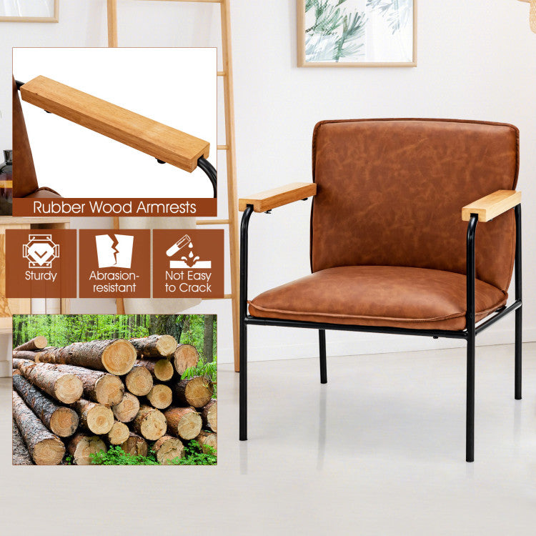 Modern PU Leather Accent Chair Ergonomic Armchair Reading Lounge Chair with Padded Cushion