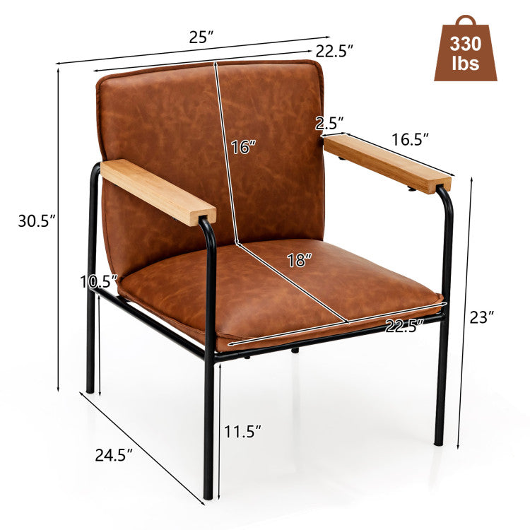 Modern PU Leather Accent Chair Ergonomic Armchair Reading Lounge Chair with Padded Cushion