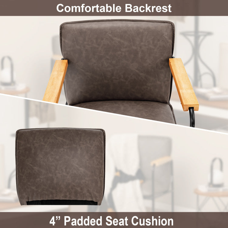 Modern PU Leather Accent Chair Ergonomic Armchair Reading Lounge Chair with Padded Cushion