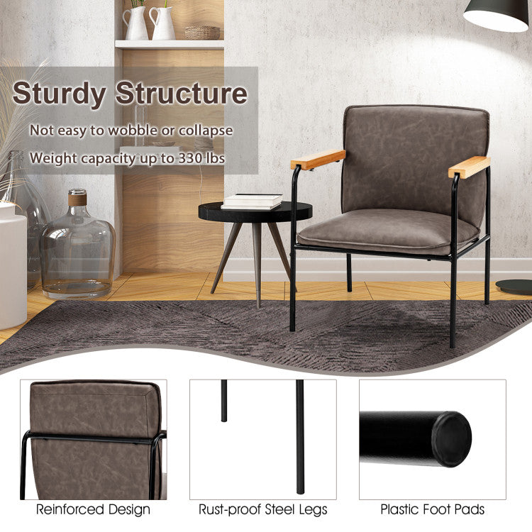 Modern PU Leather Accent Chair Ergonomic Armchair Reading Lounge Chair with Padded Cushion