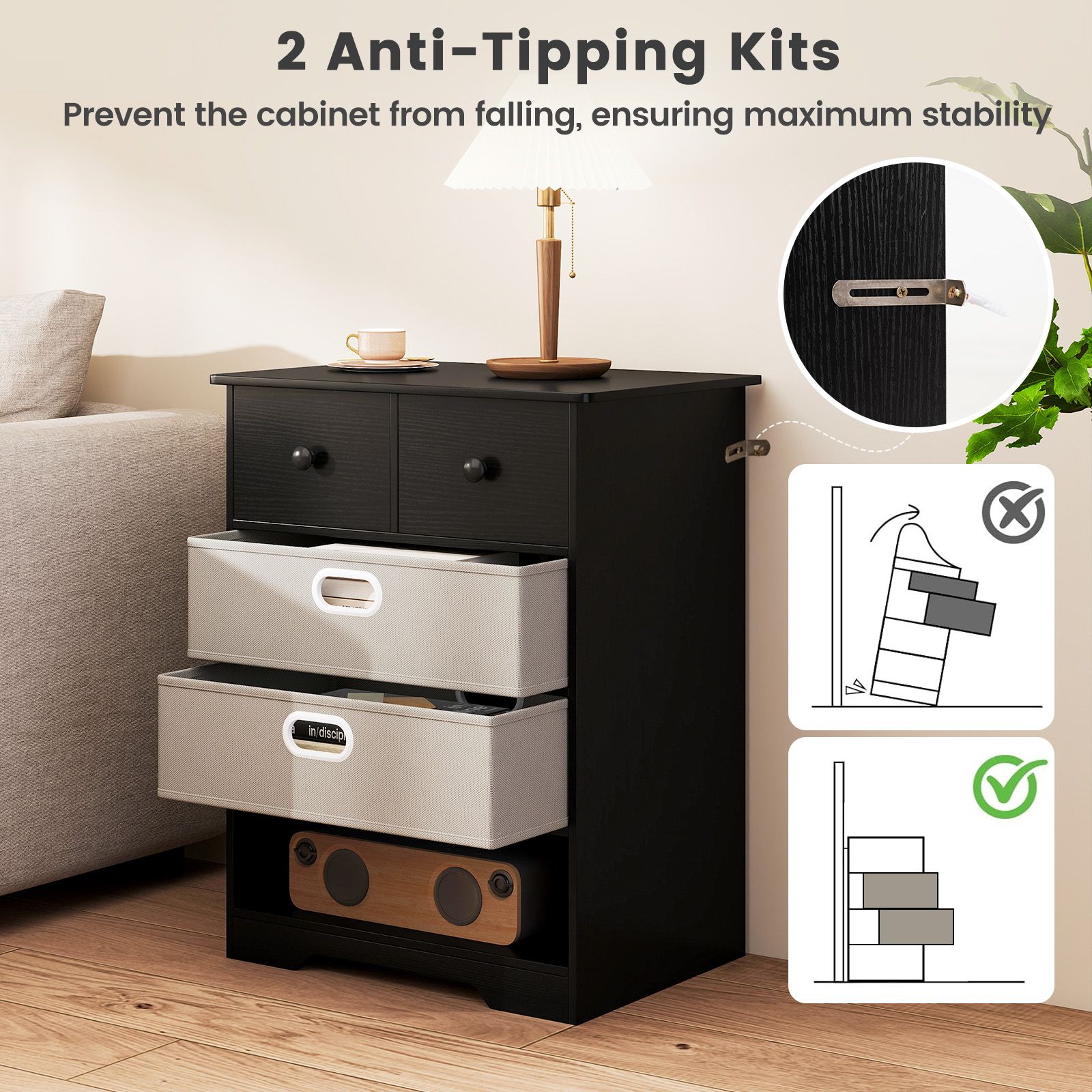 4-Drawer Dresser Modern Chest Storage Organizer