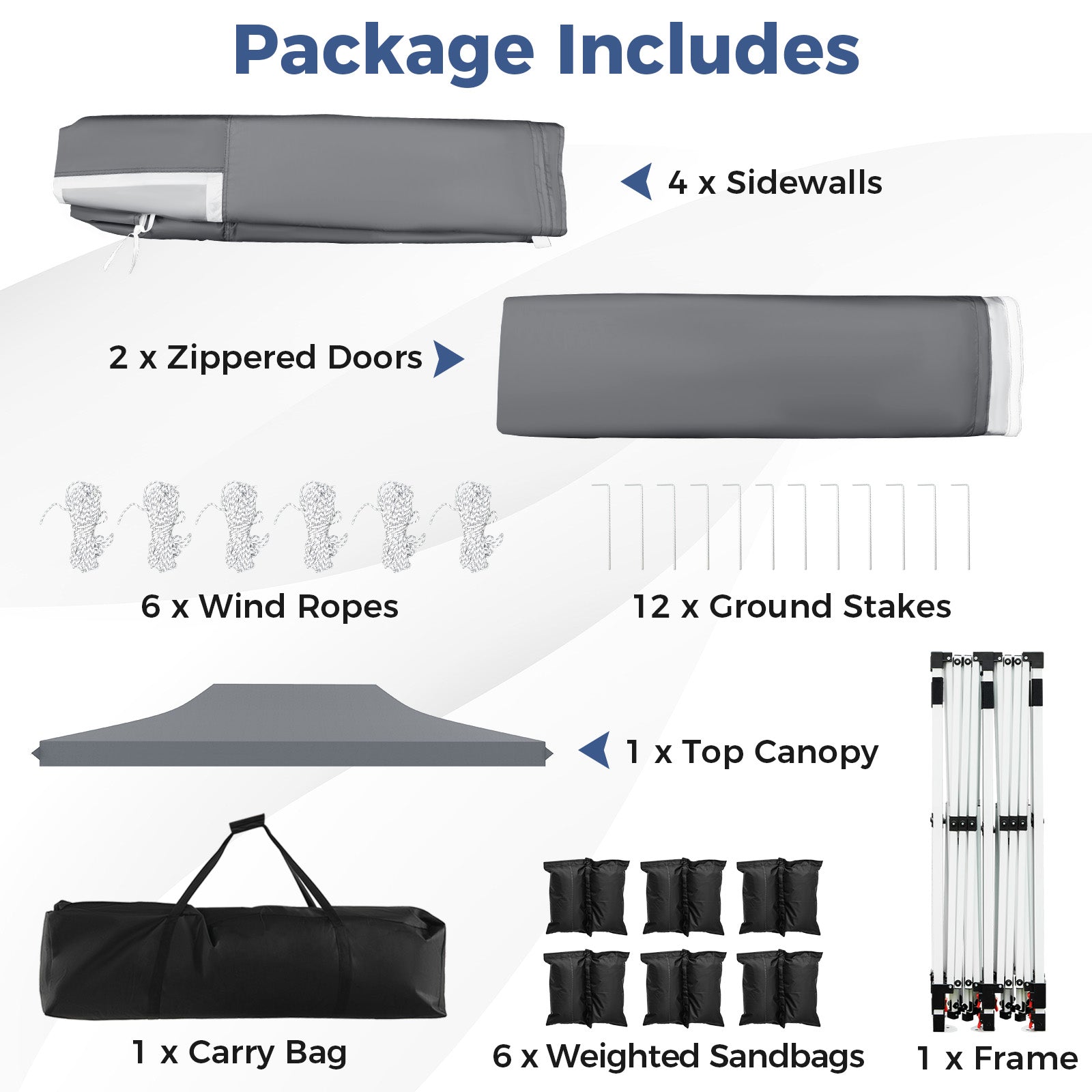 3 x 6 M Pop up Canopy with 6 Sidewalls, Outdoor Canopy Tent