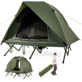 2-Person Camping Cot Tent, Foldable Off-Ground Camping Combo for Adults