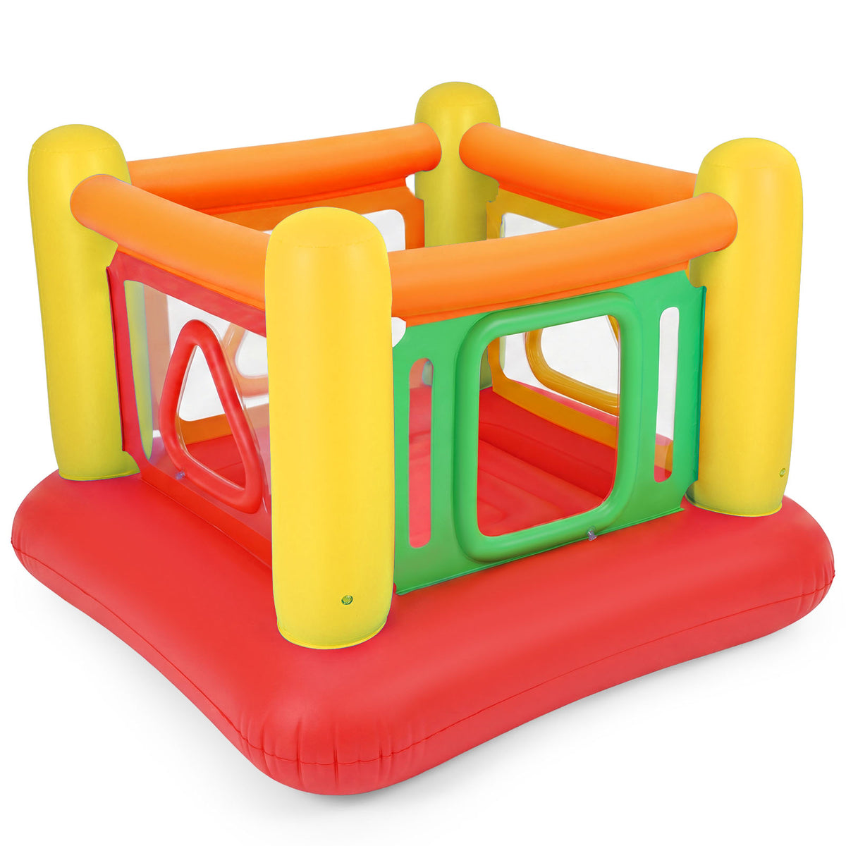 Inflatable Bounce House for Kids, Blow Up Jumping House with Transparent Side Walls & Square/Triangle Openings
