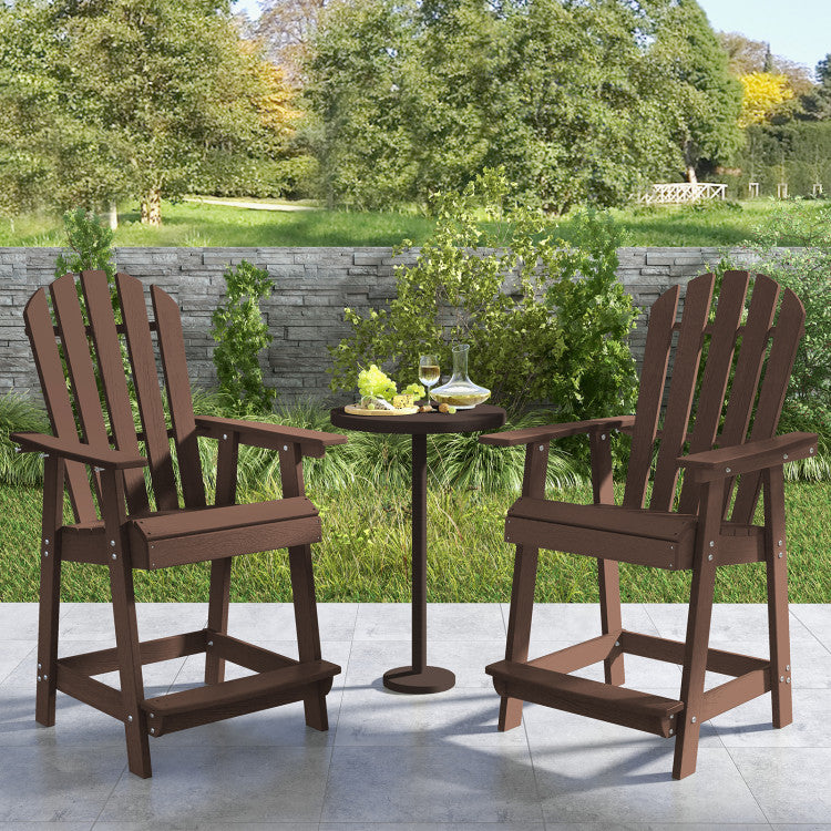 Outdoor HDPE Barstool Patio Dining Chair with Curved Seat and Wide Backrest