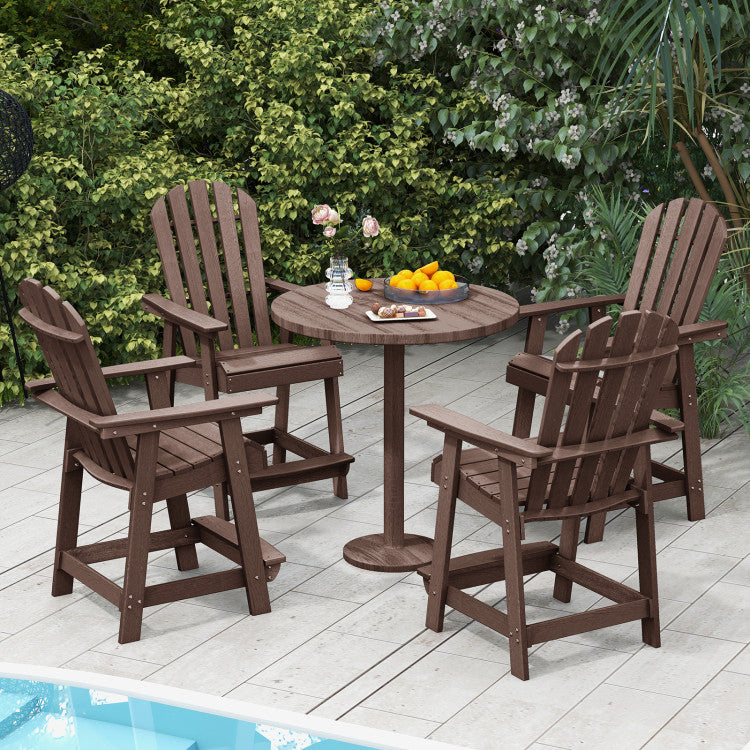 Outdoor HDPE Barstool Patio Dining Chair with Curved Seat and Wide Backrest