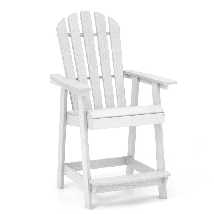 Outdoor HDPE Barstool Patio Dining Chair with Curved Seat and Wide Backrest