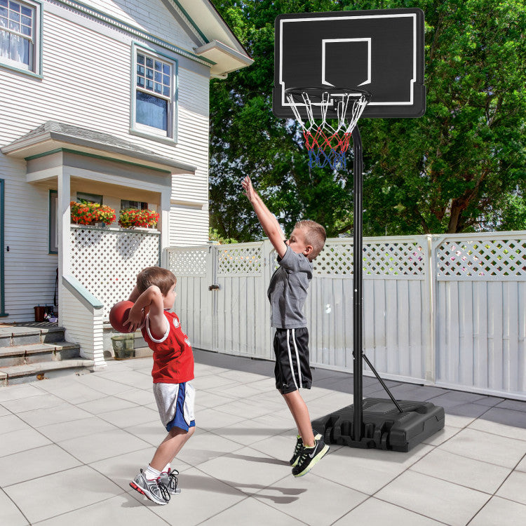 Hikidspace Outdoor Portable Basketball Hoop 6.9-8.5 FT Adjustable Basketball Goal System with Shatterproof PC Backboard and Fillable Base