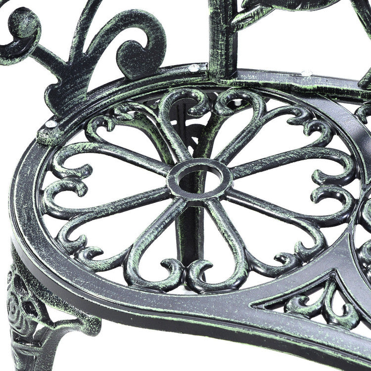 Outdoor Aluminum Antique Bench Patio Loveseat Chair with Floral Rose Style and Foot Pads