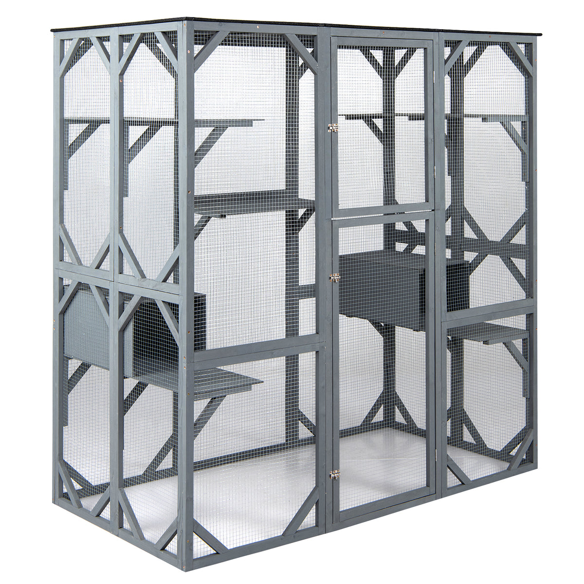 Large Fir Wood Outdoor Cat Enclosure