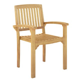Patio Dining Chair Outdoor Teak Wood Armchair with Ergonomic Backrest and Seat