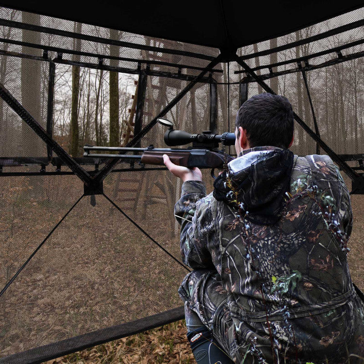 Portable 2-3 Person Pop-Up Hunting Blind Shed Ground Tent Shelter with Carry Bag and Storage Pocket