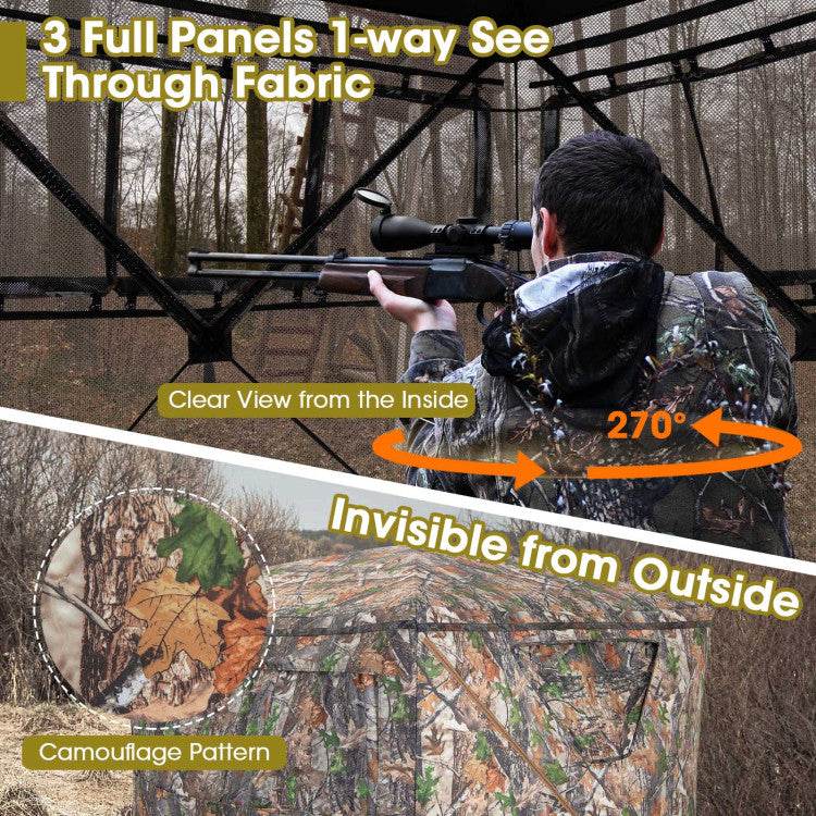 Portable 2-3 Person Pop-Up Hunting Blind Shed Ground Tent Shelter with Carry Bag and Storage Pocket